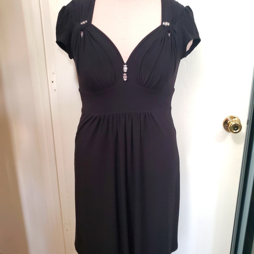 Bisou Bisou black dress 10 vintage inspired Swarovski details